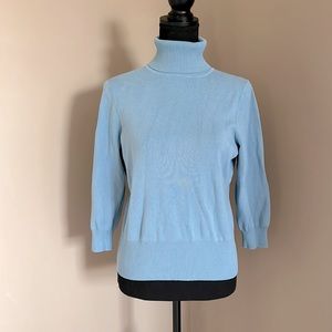 LOFT Women’s Light Blue Turtle Neck 3/4 Sleeve Sweater Size Large